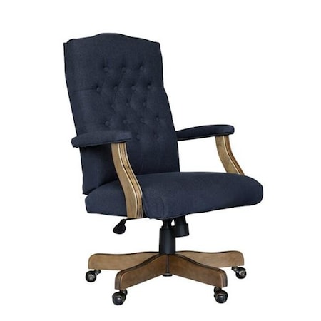 Boss Office Products Boss Office Products B905DW-NV Executive Navy Commercial Grade Linen Chair with Driftwood Finish Frame; Denim Blue B905DW-NV